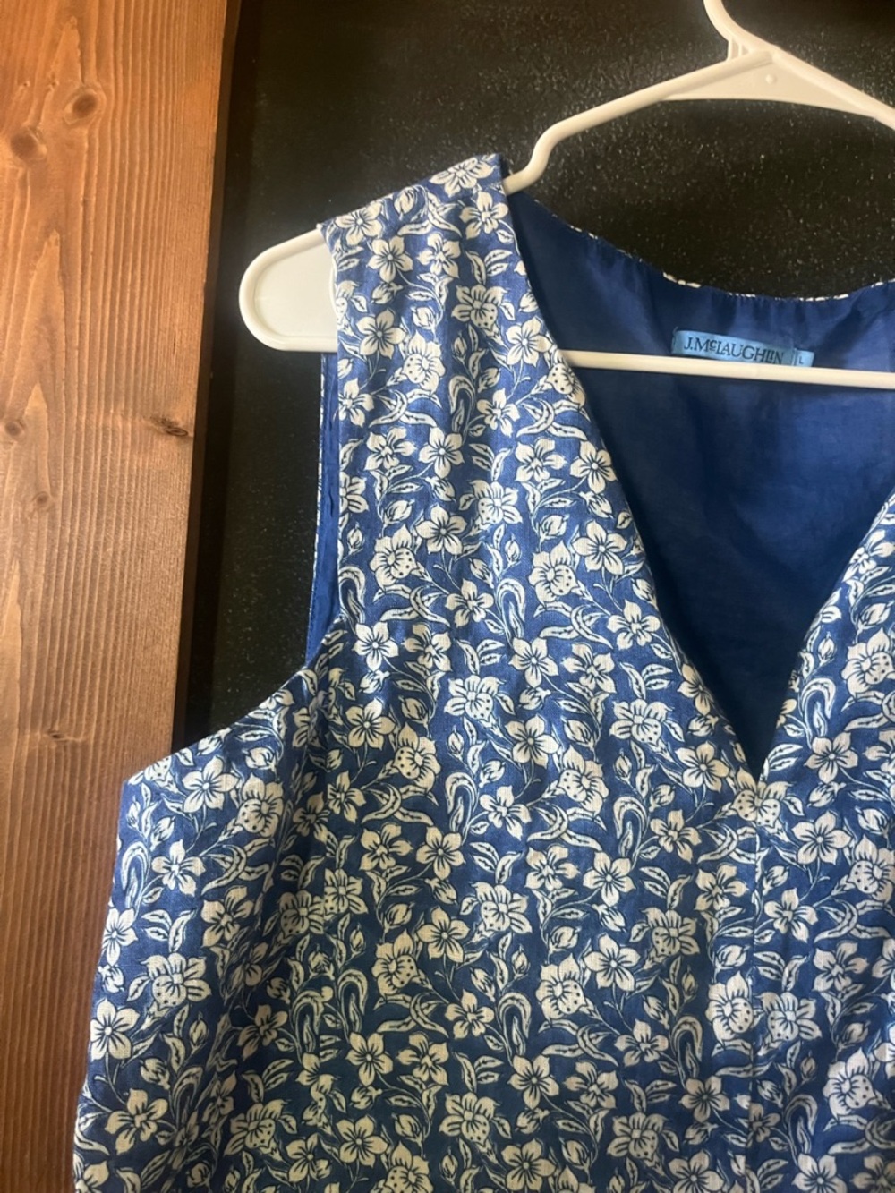 J.McLaughlin Size L Blue Multi Floral Rue 100% Linen Sheath Dress euc - Picture 4 of 6